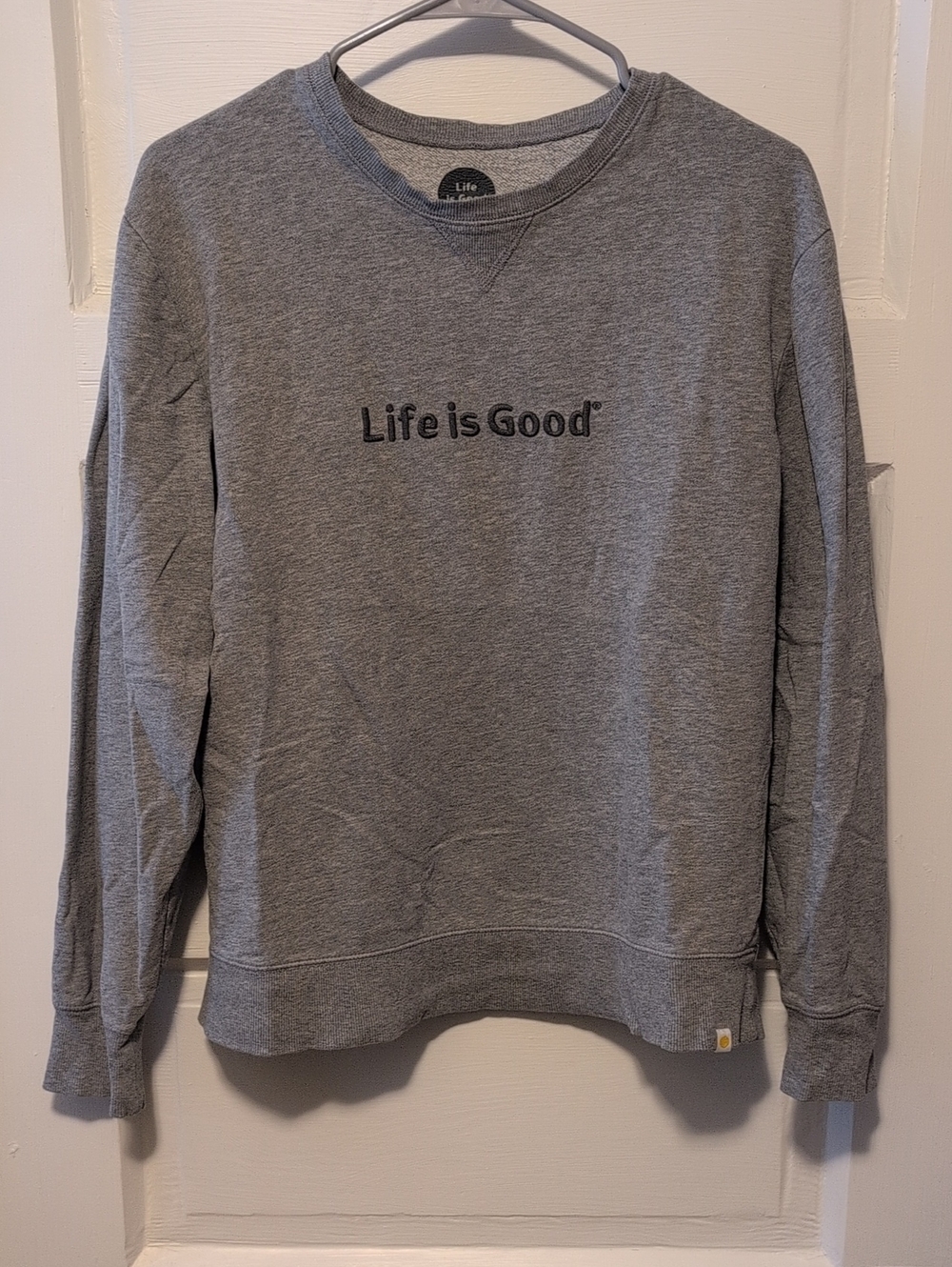 Life Is Good Gray Crew Pullover Sweatshirt with Logo